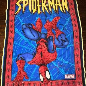 Vintage handmade spiderman marvel quilt kids size throw EUC